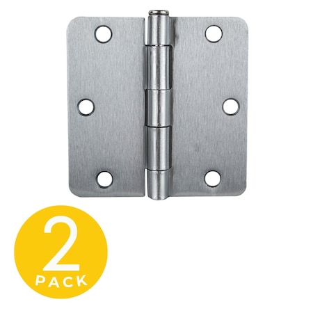 Global Door Controls 3.5 in. x 3.5 in. Brushed Chrome Full Mortise Residential Squared Hinge with Removable Pin, PK2 CP3535-R-26D-M